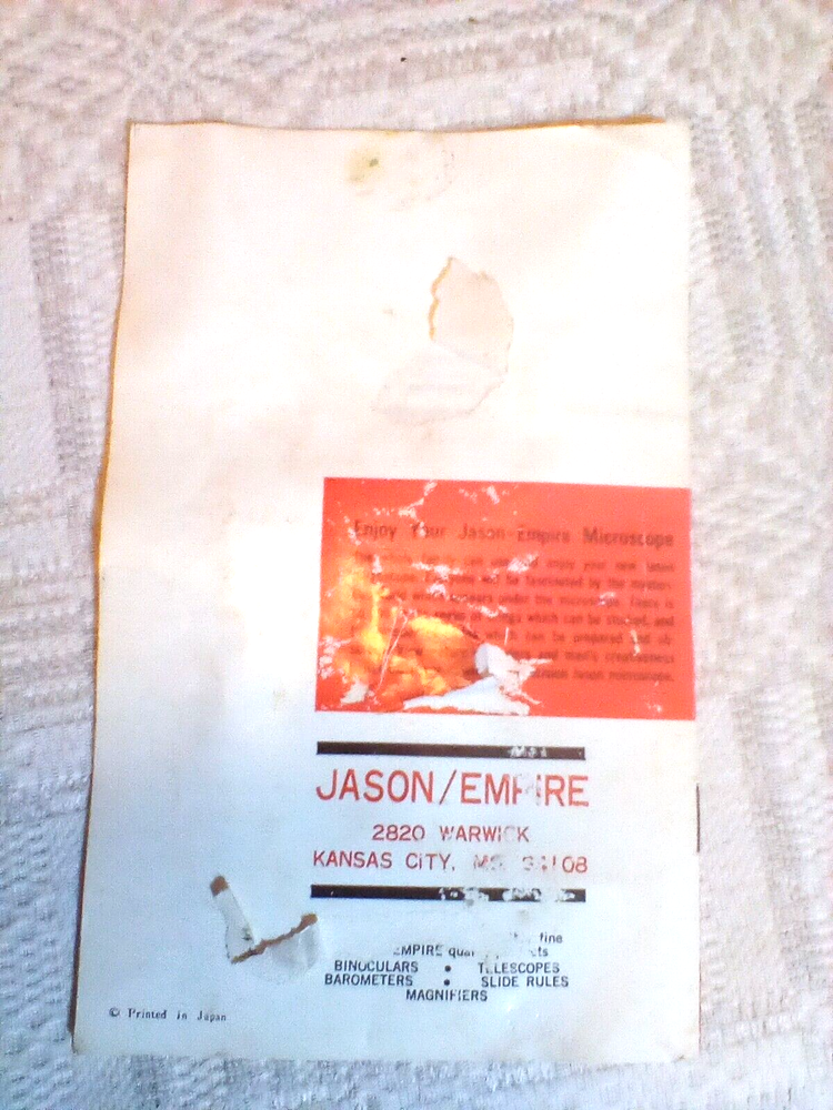 1968 Jason Empire Microscope Model #708 + 12 exciting experiments in Vinyl Case
