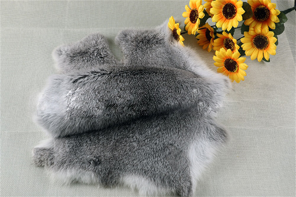 High Quality Soft Natural Gray Rabbit Skin Pelt Real Fur Craft Decro 8-14'' US