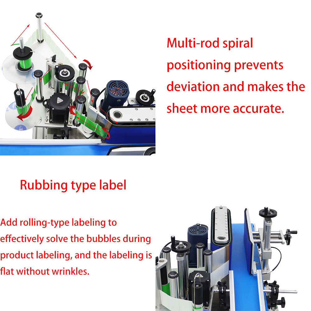 Desktop Automatic Round Bottle Labeling Machine w/ Conveyor Bottle Dia 1.5-3.9''