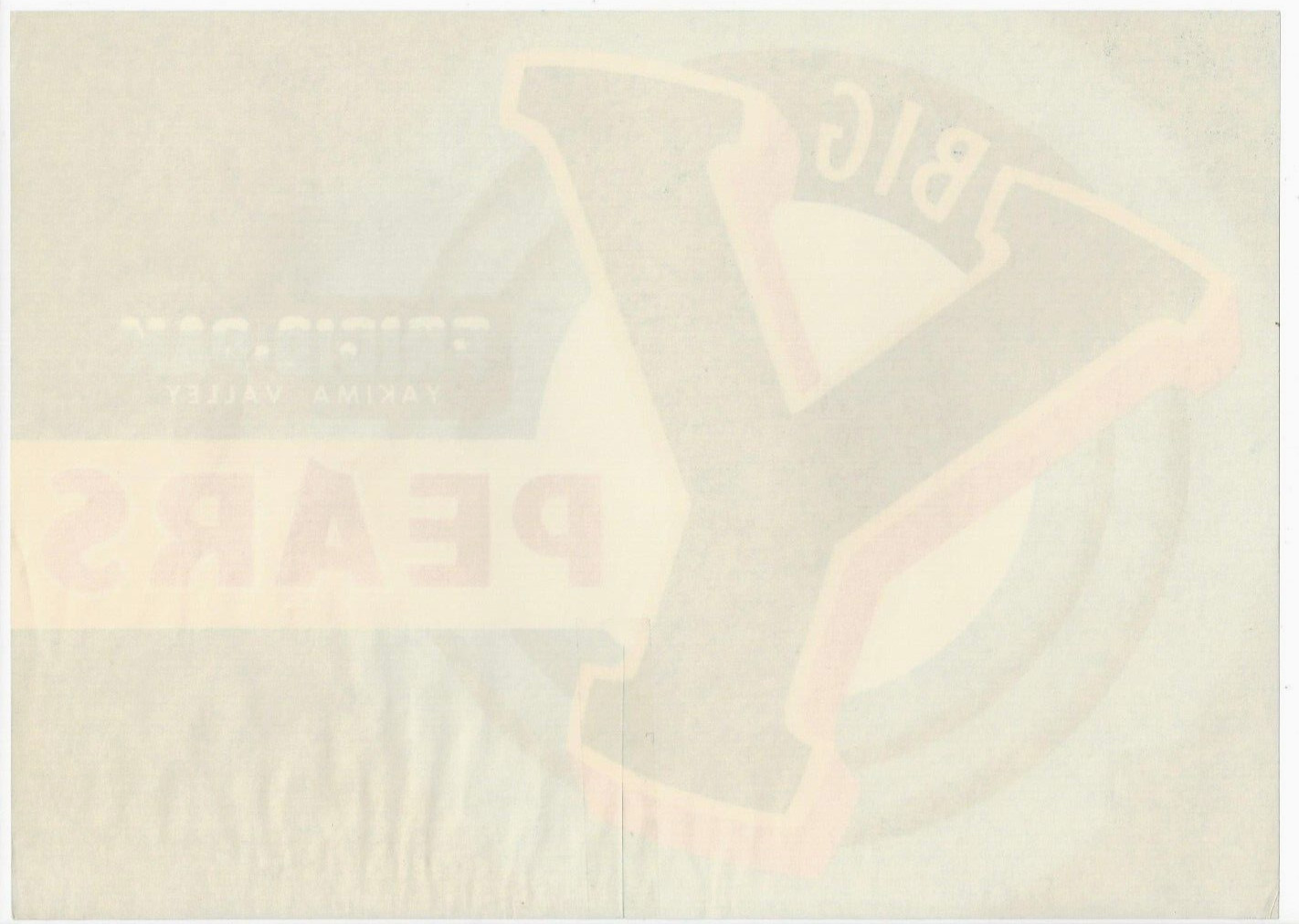 Original 1950s BIG Y pear crate label Yakima Fruit Growers Assn Yakima WA blue