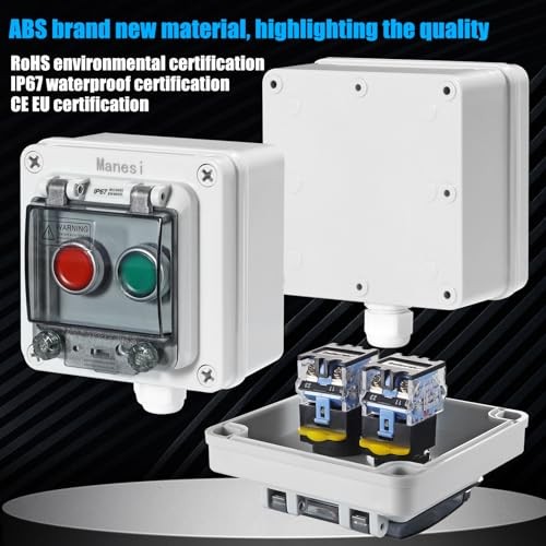 IP67 Button Switch Outdoor Waterproof Box 2 Push Red and Green Automatic Rest