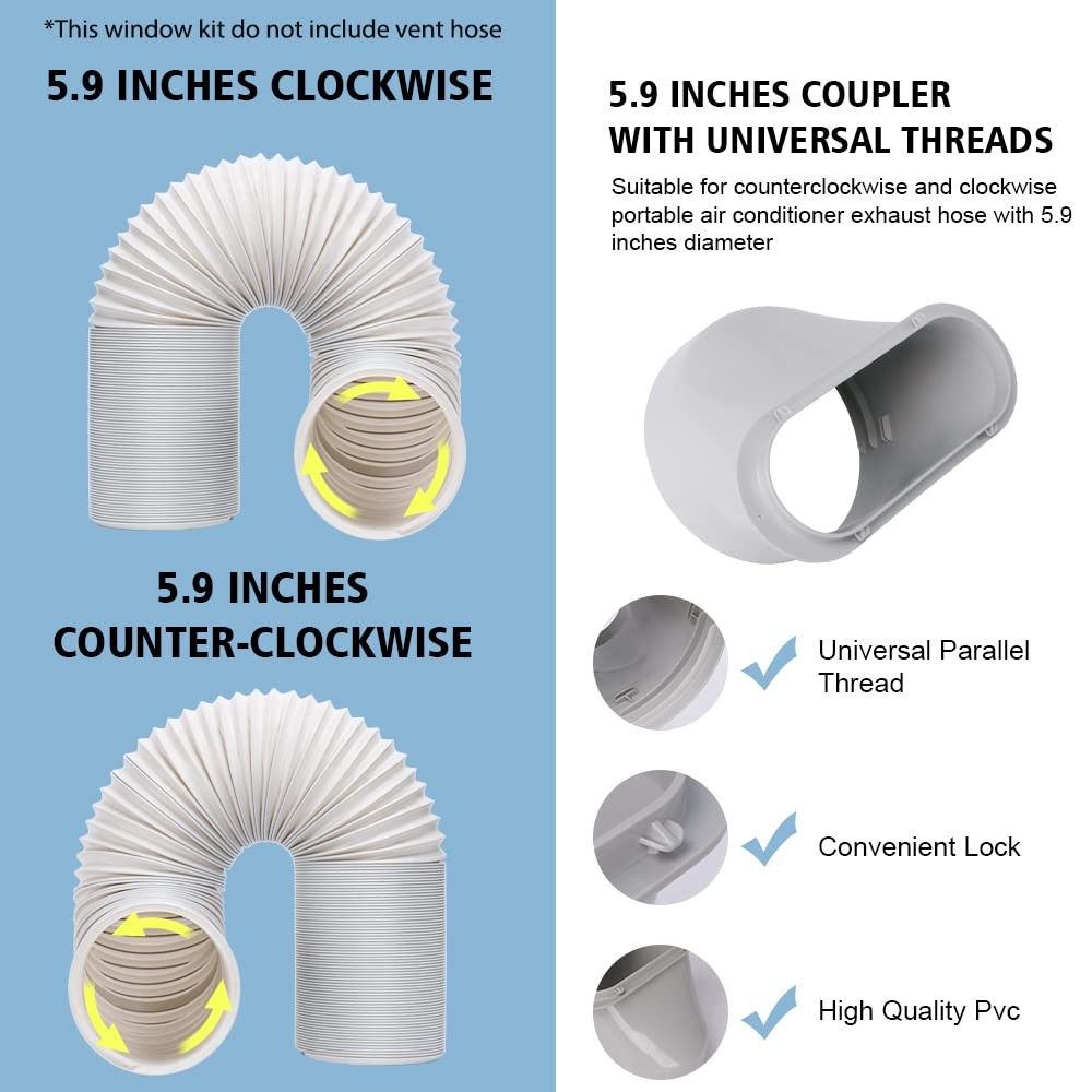 Portable Air conditioner Window Kit, Adjustable Vertical/Horizontal Sliding W...