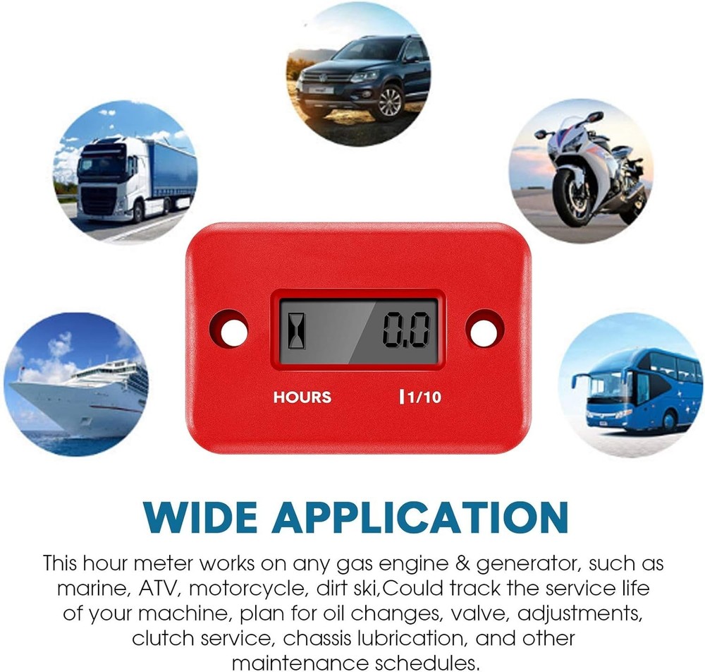 4 Pieces Hour Meters for Small Engines Inductive Digital Engine Meter Automatic