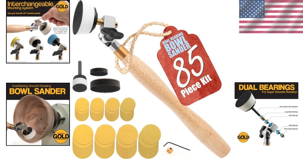 Dual Bearing Bowl Sander with Assorted Discs - Effortless Sanding Solution