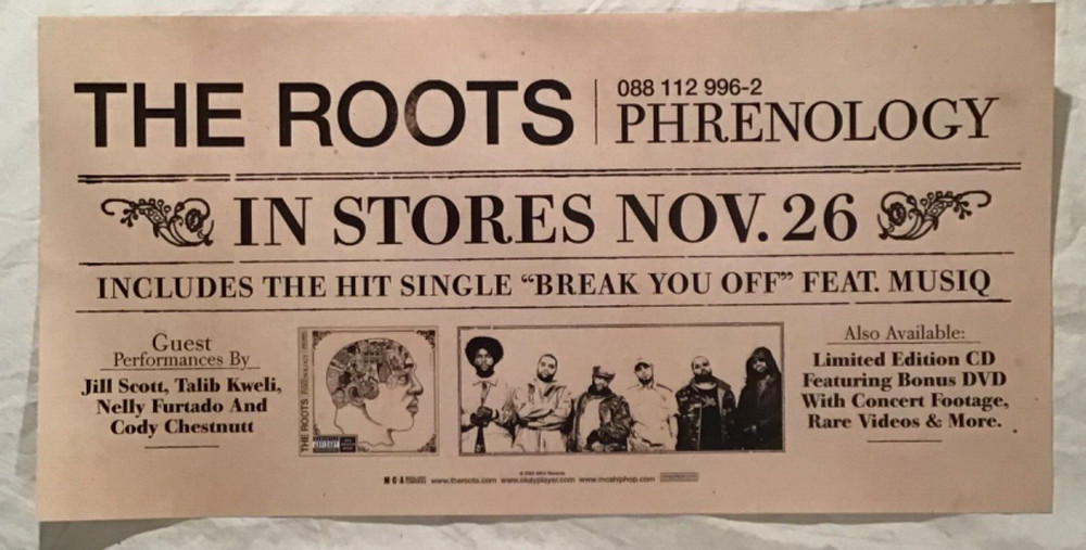 The Roots 2002 Promo Poster Phrenology Rap Hip Hop