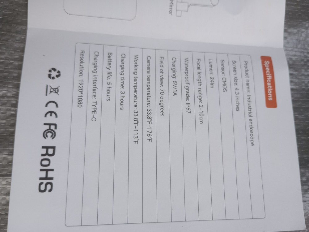 IPS Handheld Digital Endoscope Industrial