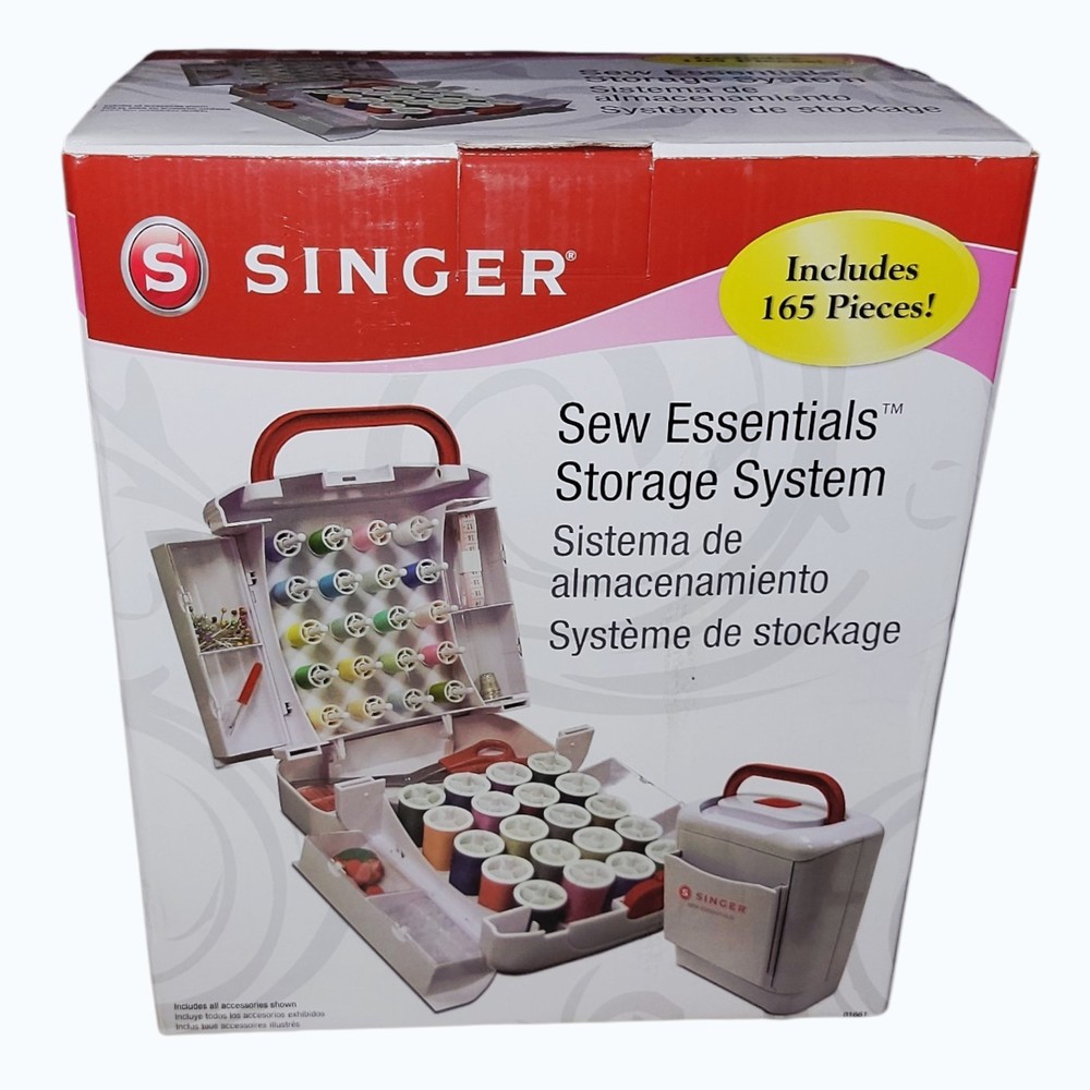Singer Sew Essentials Storage System 165 Pc Sewing Kit Organizer Case Thread Box