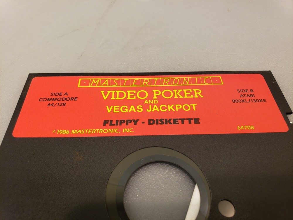 Vintage Mastertronic Video Poker Commodore Atari Software 5-1/4" Floppy Disk