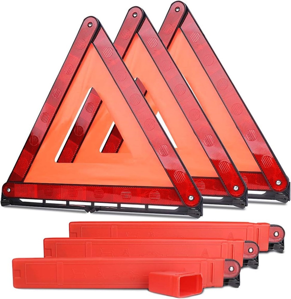 3PCS Car Emergency Warning Triangle DOT Approved Reflective Safety Roadside Kit