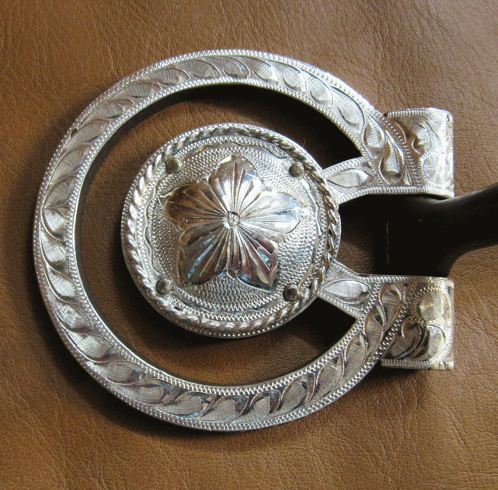 E Garcia D Ring Engraved Concho Snaffle Bit Brown Finish