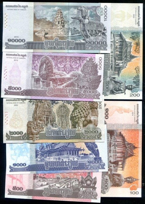 Cambodia set 7 notes ,100 -10000 RIEL (2015-22) ,UNC