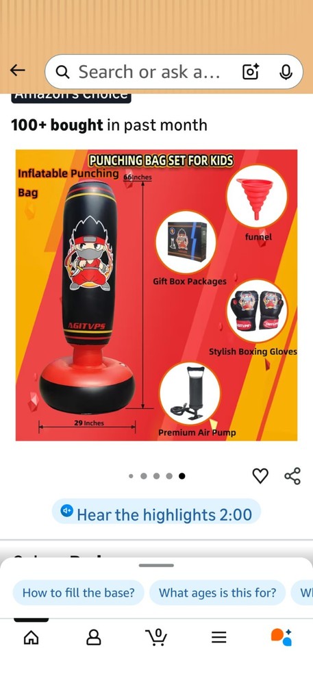 Inflatable Punching Bag Set For Kids 8-12