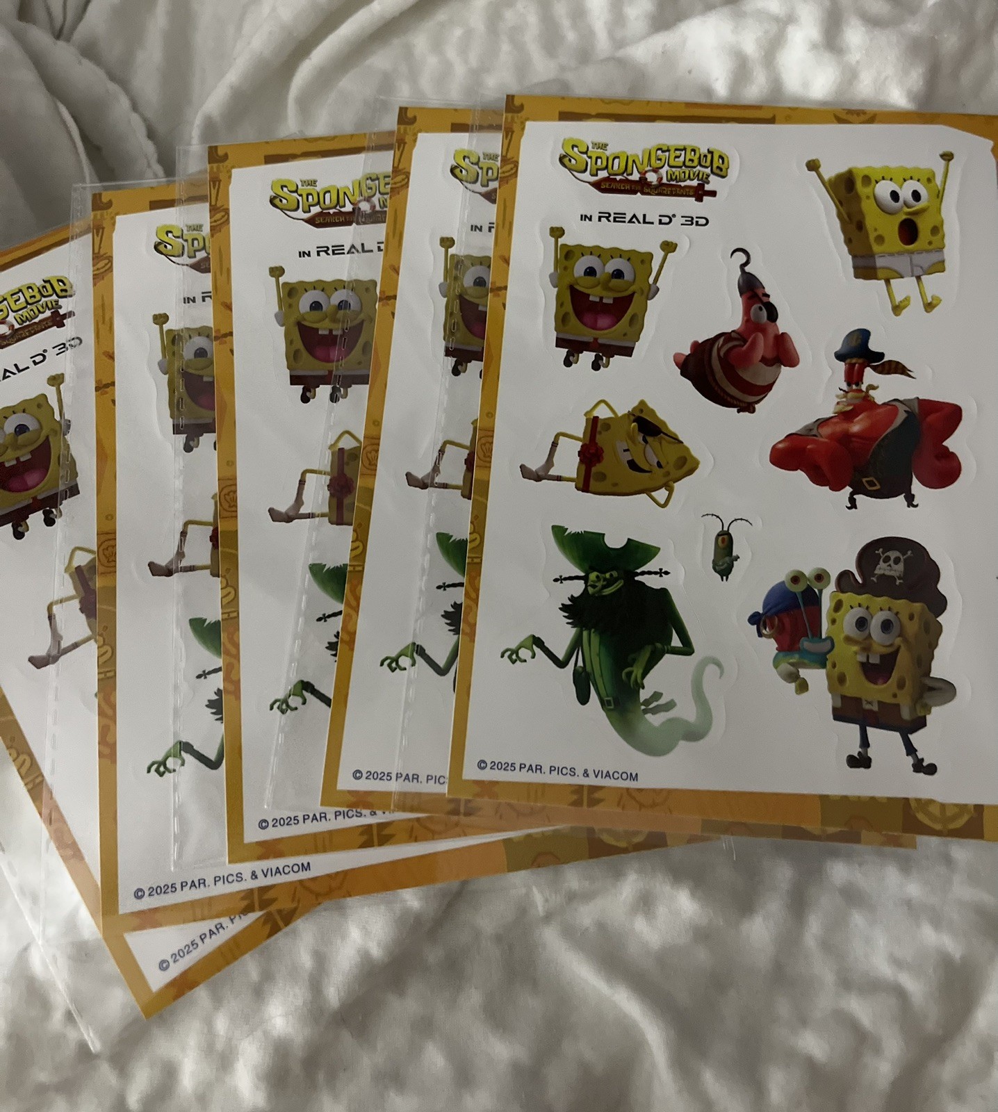 The SpongeBob Squarepants Movie 2025 Exclusive 9 Sticker Sheet-AMC  lot of 5
