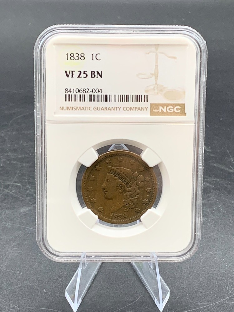1838 Coronet Head Large Cent VF25 BN NGC (C10)
