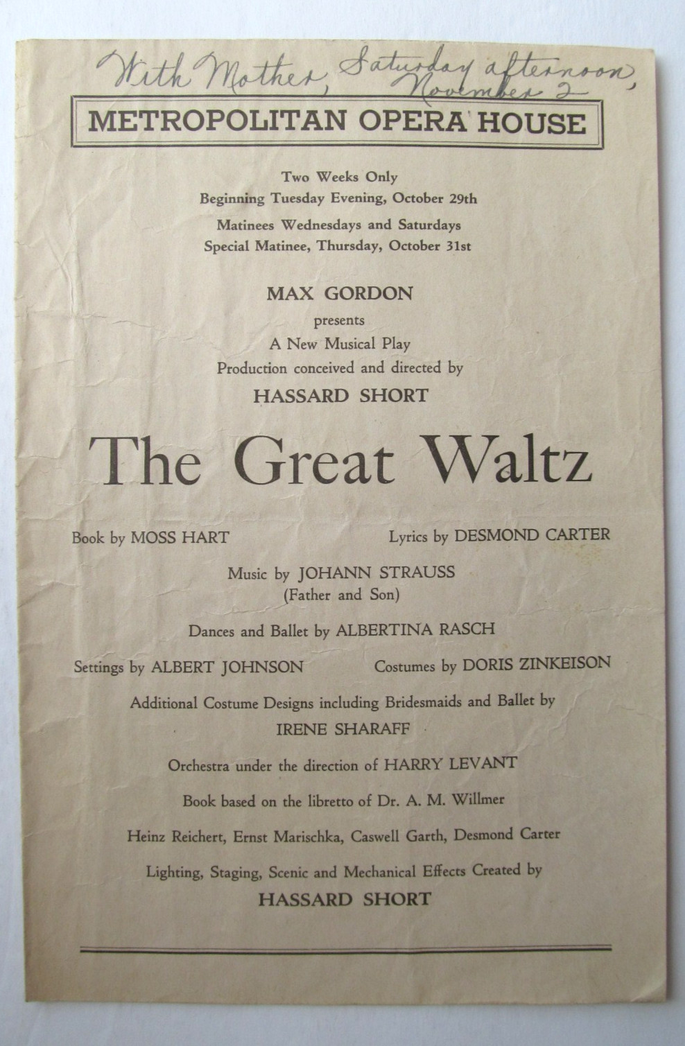 Program: The Great Waltz (Philadelphia 1935)