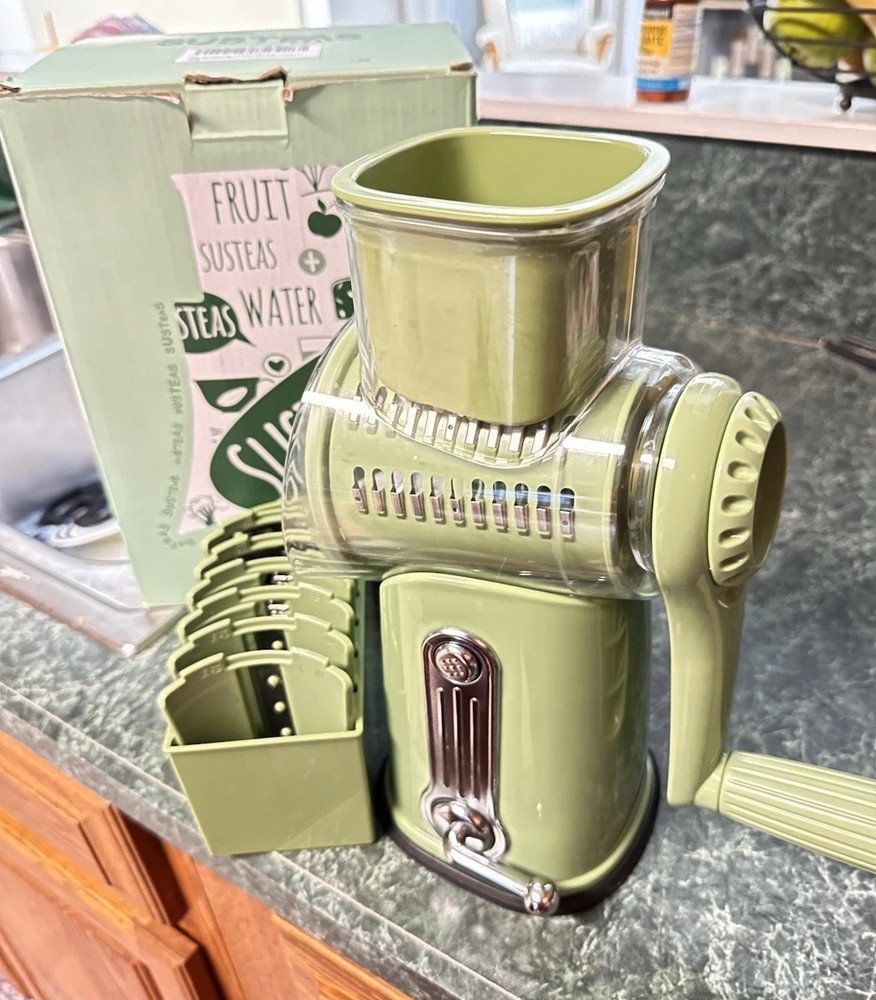 SUSTEAS Rotary Cheese Vegetable Grater 4 Different Blade Sets (missing 1 Blade)