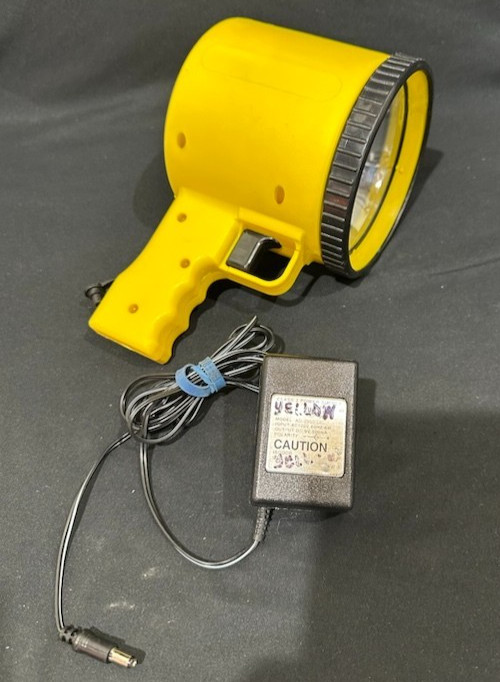 Yellow Rechargeable Spotlight with AC Charge Adapter Camping Boating RV