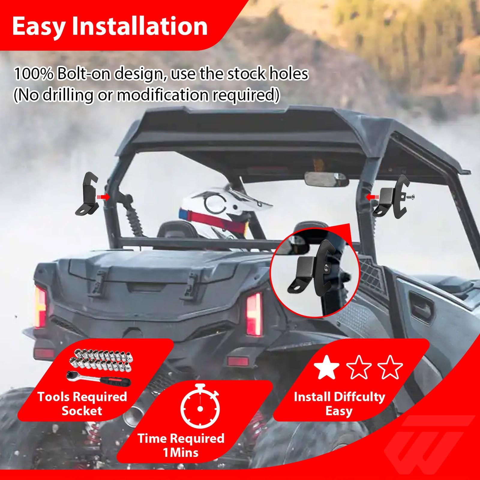 Whip Mount /Chase light bracket Flag Mount (PAIR) For CFMOTO ZFORCE 950 800