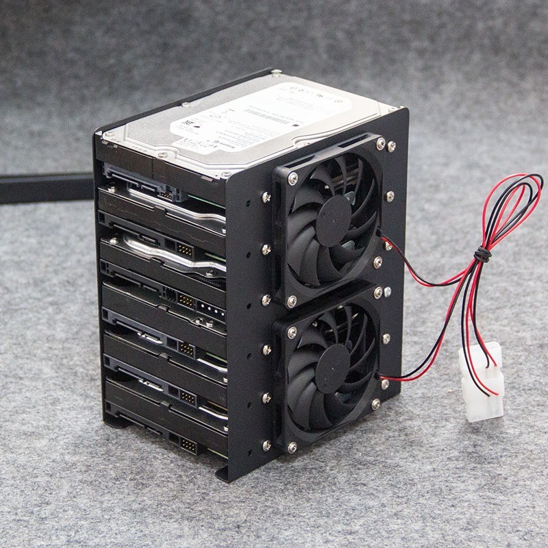 6 Bay 3.5 Inch HDD Hard Drive Mounting Bracket Holder Cage With Cooling Fan