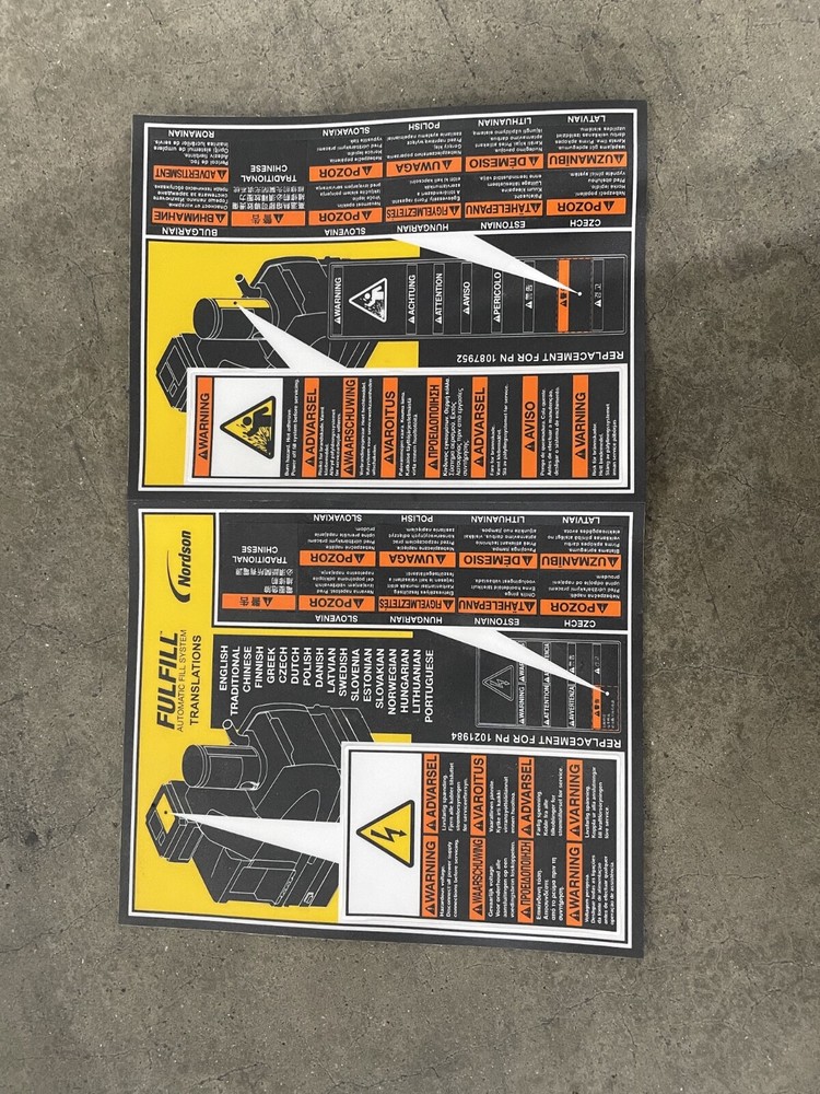NORDSON Warning Decal 2 sheet