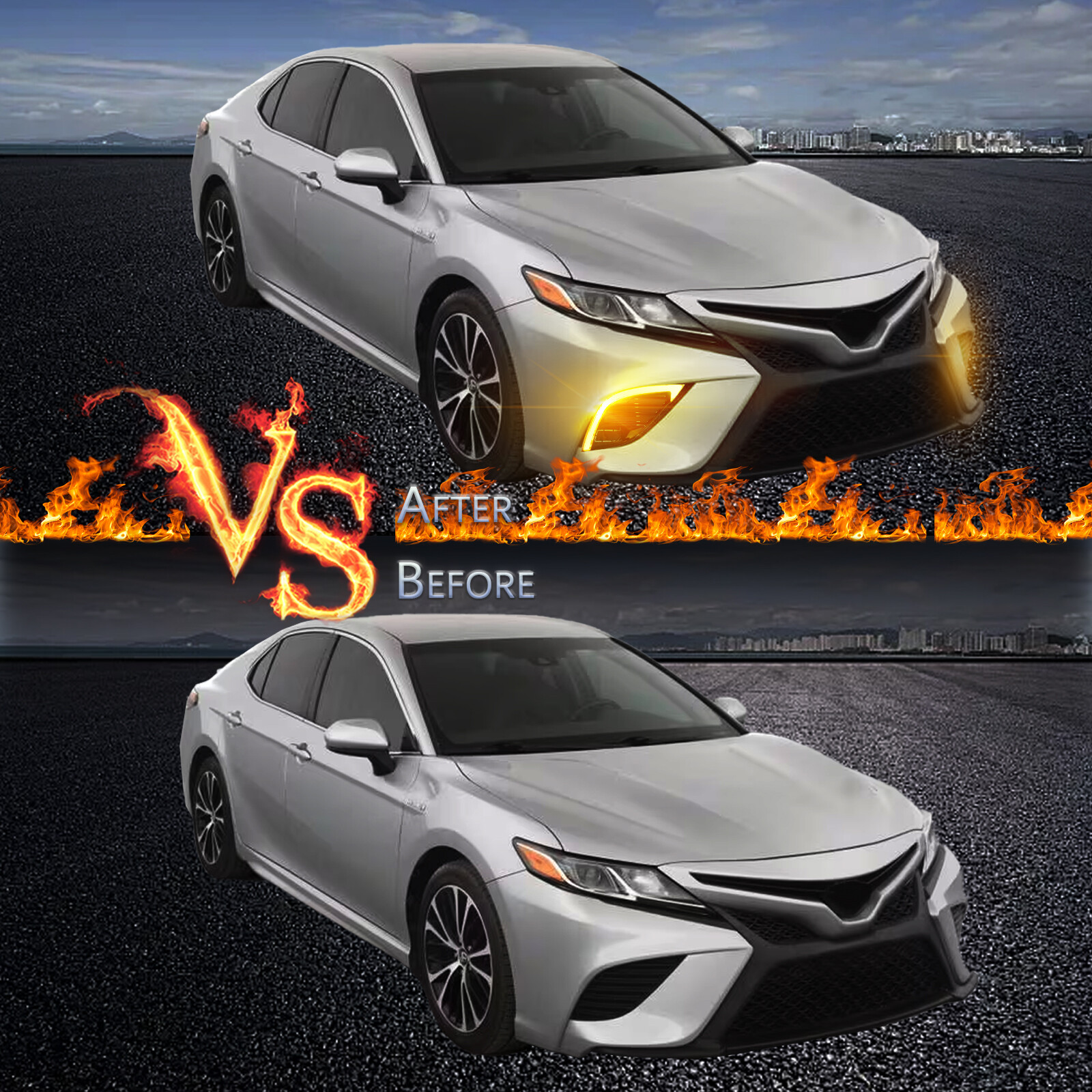 LED Front Fog Bezel Lamp Daytime Running Light w/Turn For Toyota Camry XSE 18-20