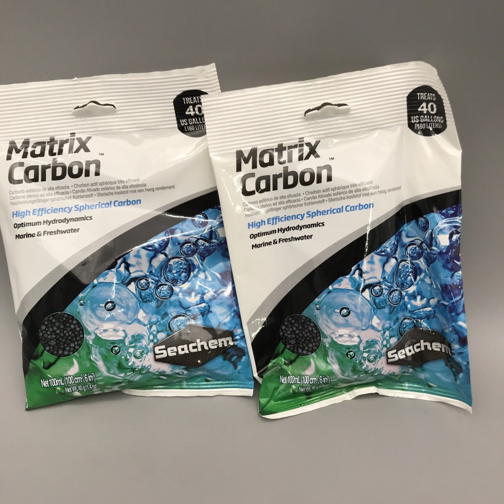 2 Pack Seachem Matrix Carbon High Efficiency Spherical Carbon 100ml Each New
