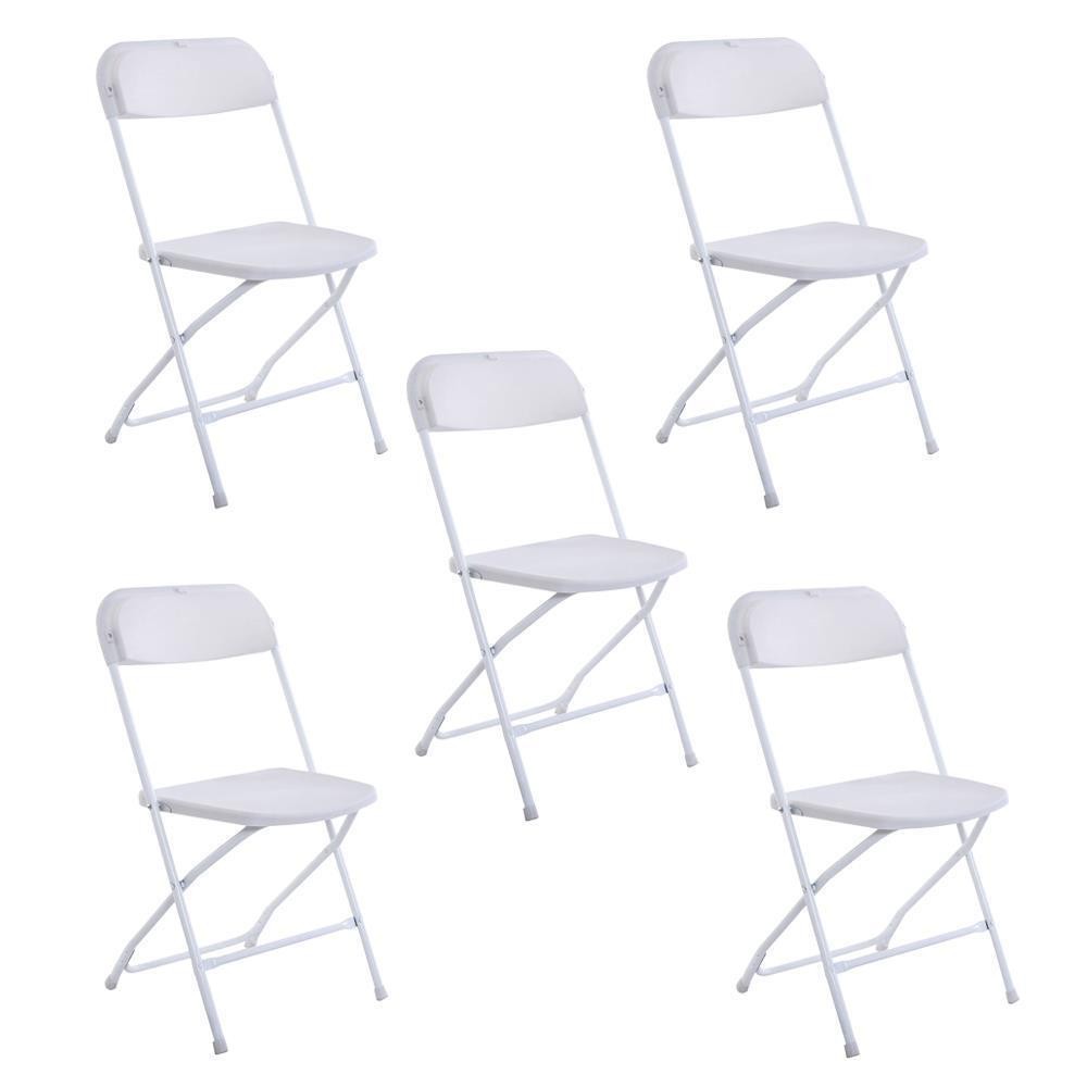 Commercial White Plastic Folding Chairs Stackable Picnic Party ( Set of 10)