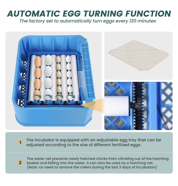 Ceed4u 16 Egg Incubator Auto Turning, Temp Control, Candling, For Hatching Eggs