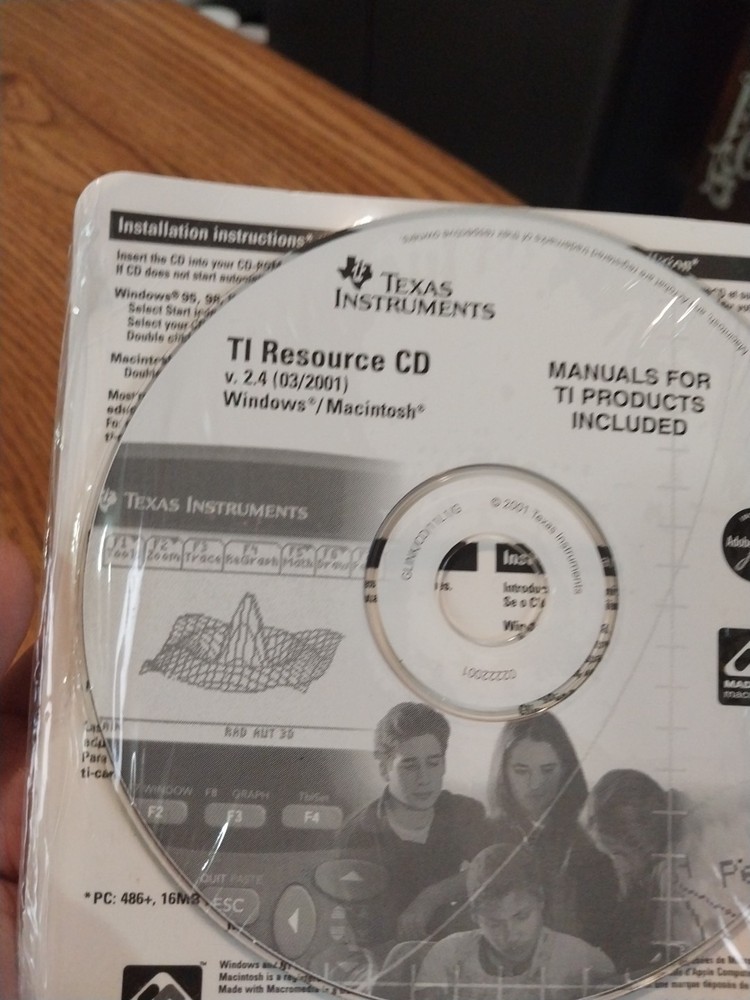 TI Resource CD Graphing Calculator Manual CD-Rom v2.4 Software Windows/Macintosh