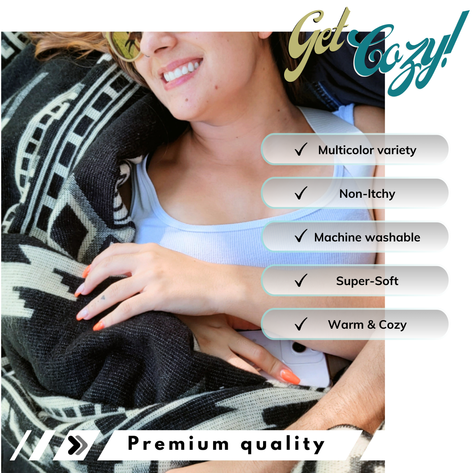 Black Reversible ALPACA Wool THROW BLANKET Andean Southwestern Design 80" X 48"