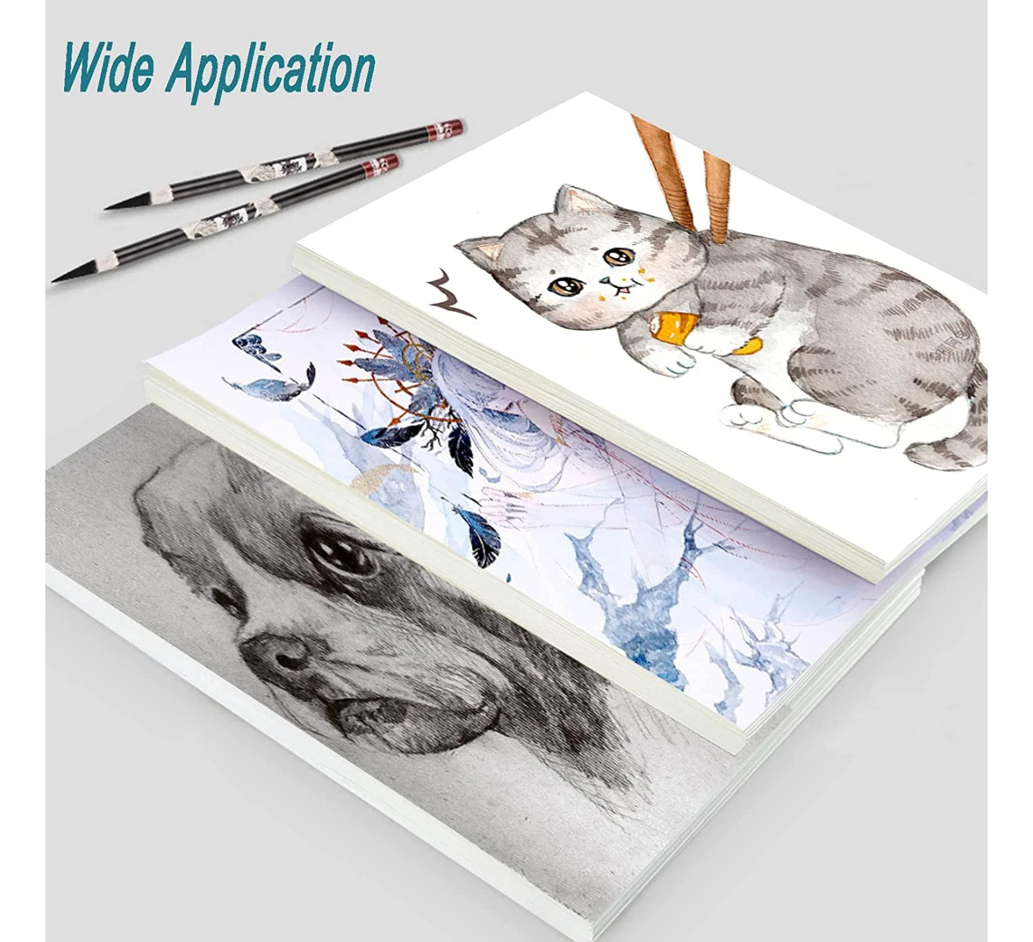 64 Sheets Cotton Watercolor Paper 140LB/300GSM Thick Off-White Cold Press Paper