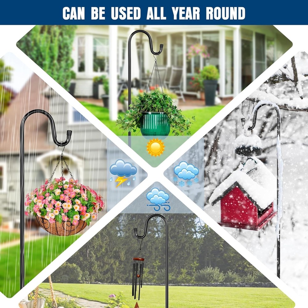 76" Adjustable Bird Feeder Pole - Heavy Duty Shepherd Hook