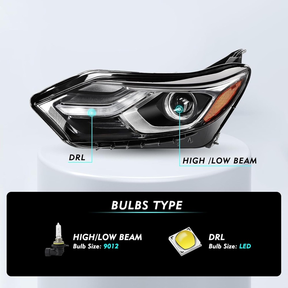 Halogen Headlight Assembly for 2018-2021 Chevy Equinox, Left Driver Side