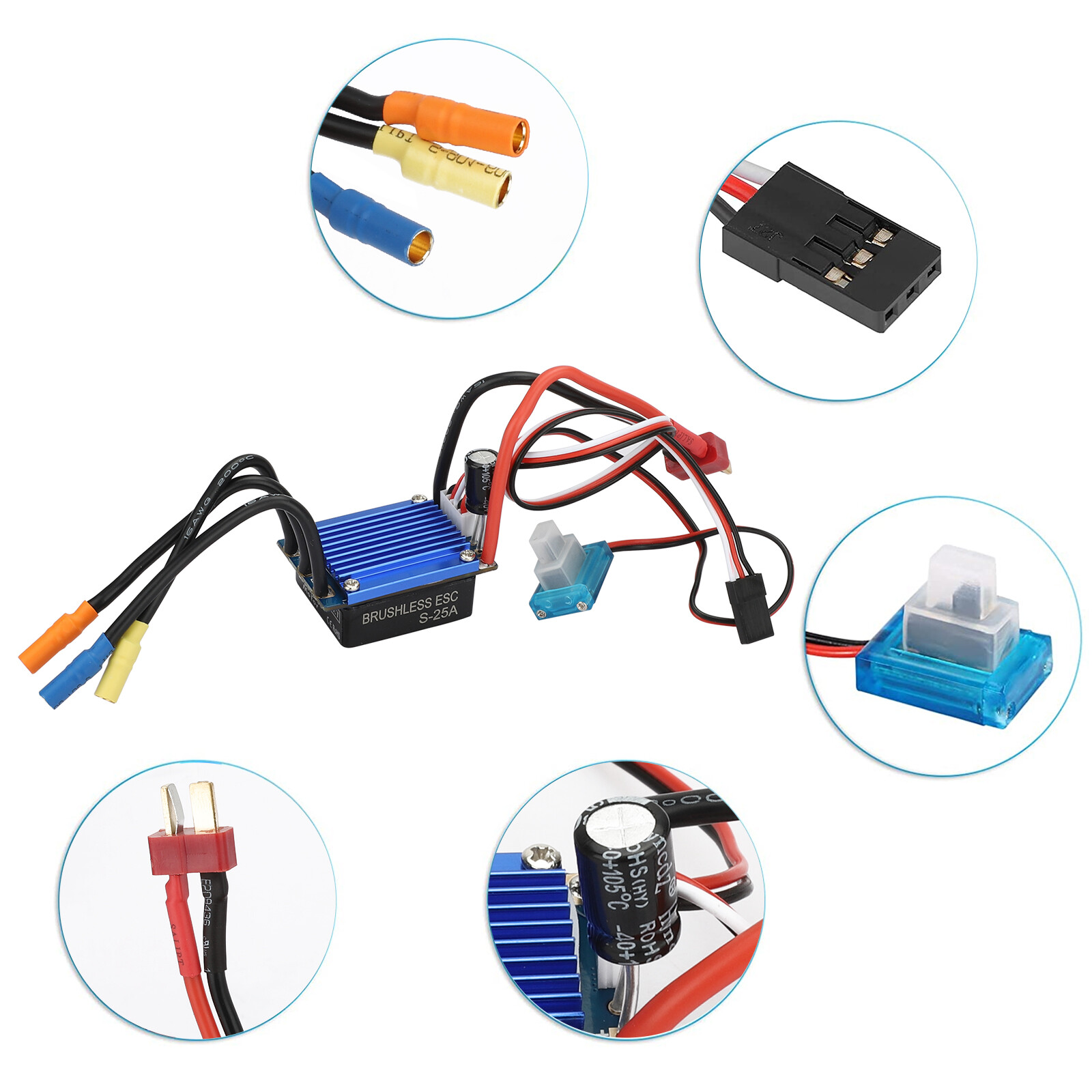 2430 7200KV Waterproof Brushless Motor+ESC Combo Set for 1/18 1/16 RC Car Truck