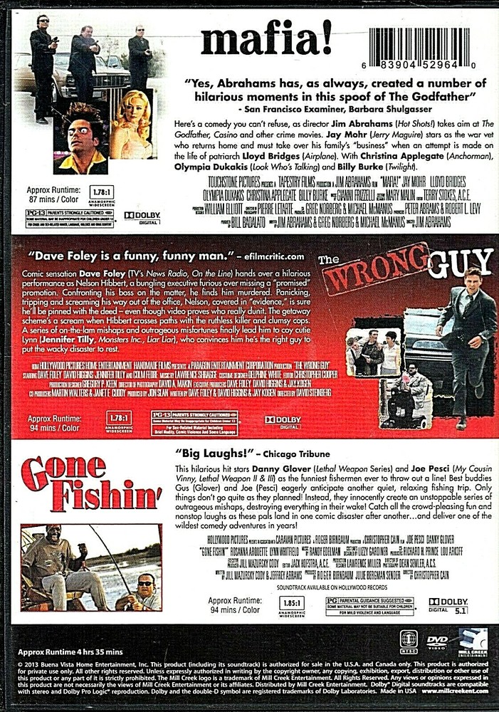 Triple Feature: Mafia!/The Wrong Guy/Gone Fishin'/2 DVD Set 2013 [N2]