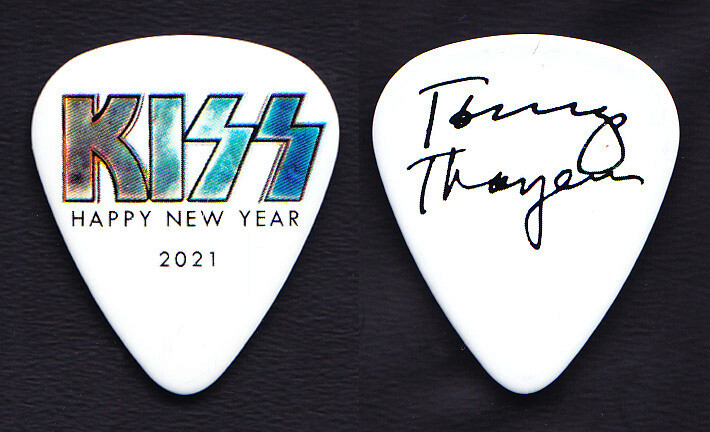 KISS Tommy Thayer Signature Happy New Year White Guitar Pick 2021 Dubai Concert