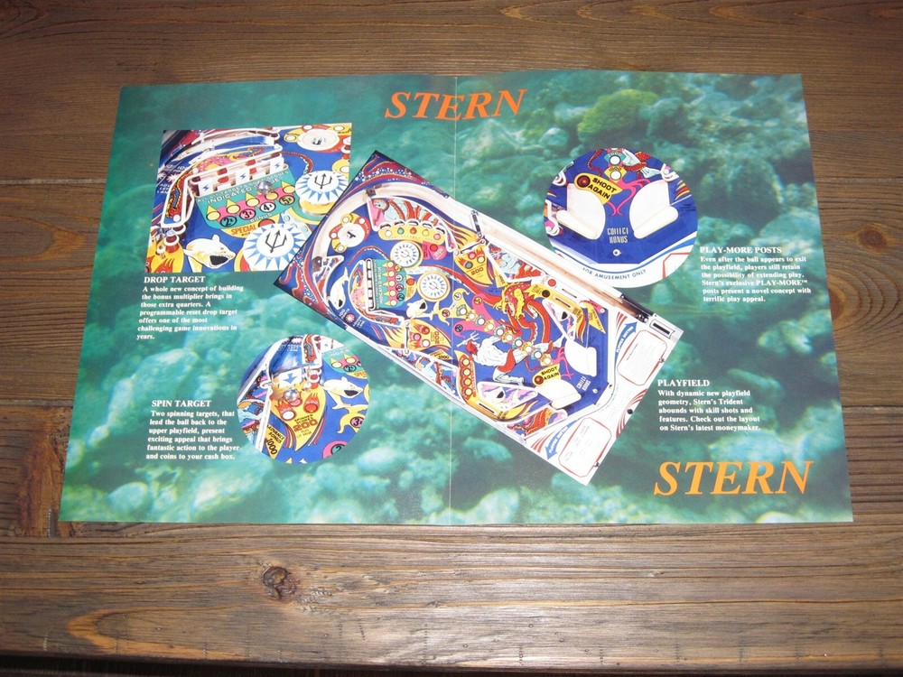Trident Stern Pinball - Mint Flyer/ Brochure / Ad