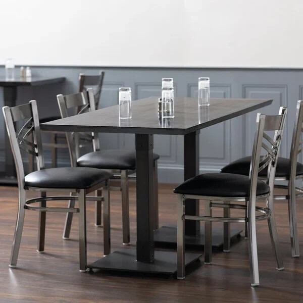 30" x 60" Rectangular Solid Wood Live Edge Restaurant Table Top in Gray Wood