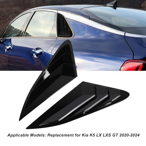 Rear Side Window Louvers, 2PCS Rear Side Window Louver Gloss ABS Bright Black