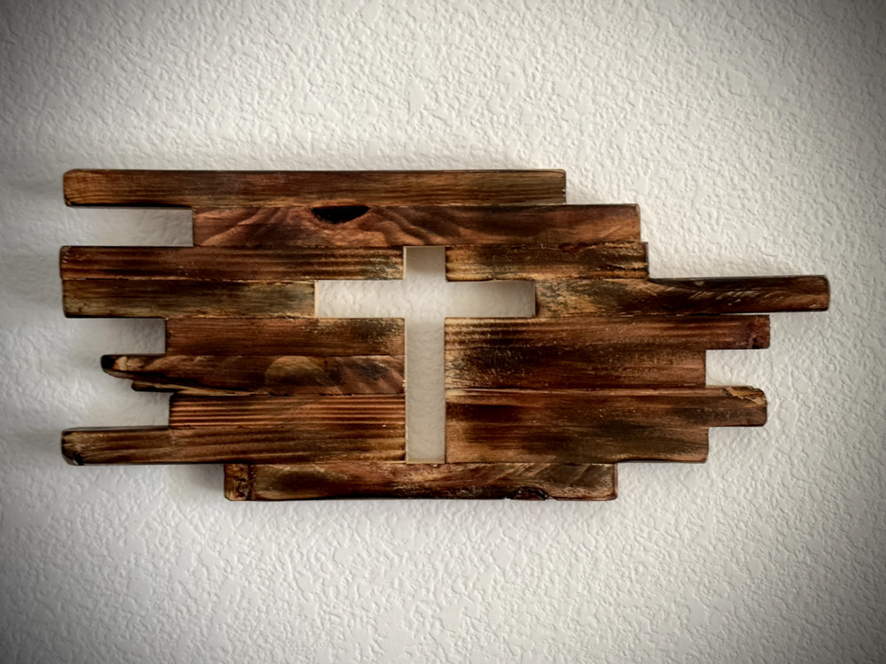 Rustic Handmade Wooden Cross Wall Hanging.