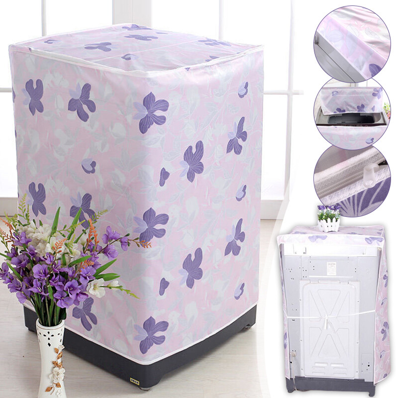 Sunscreen Washing Machine Dust Cover. Flower Printed Laundry Washer Protector