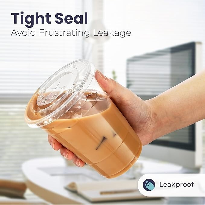 100 sets [ 32oz ] Clear Plastic Cups with lids