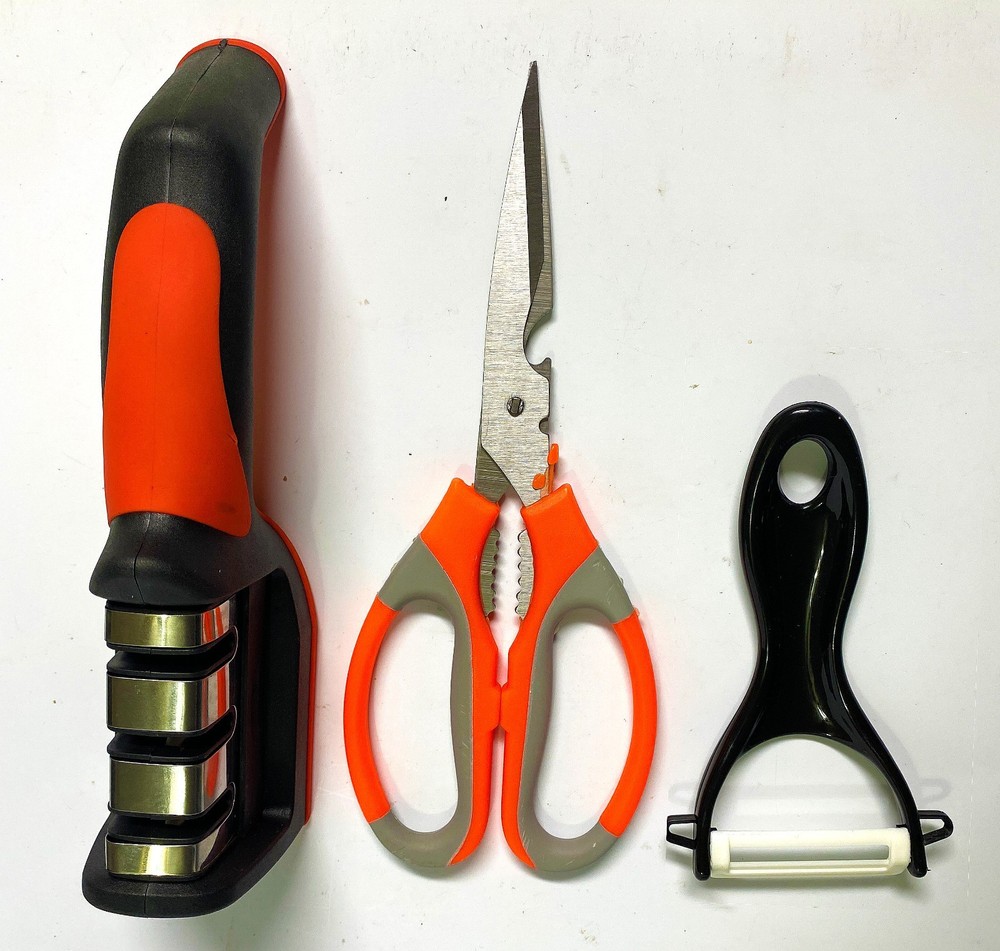 3 BOXES Household Trends Knife Sharpener +Multifunctional Kitchen Shears +Peeler