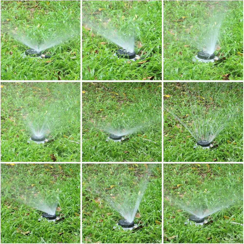 STYDDI Metal 9-Pattern Turret Lawn Sprinkler, 9 Pattern 9-Pattern, Black+Grey