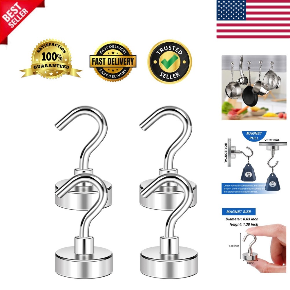 Strong Rust-Resistant Neodymium Hooks - 30lbs Capacity for Ultimate Versatility