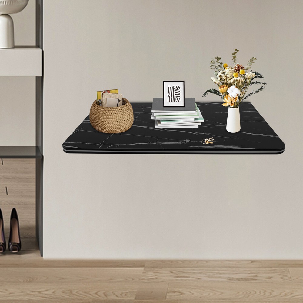 Modern Folding Wall Desk Wall-mounted Folding Table Foldable Table Black Indoor