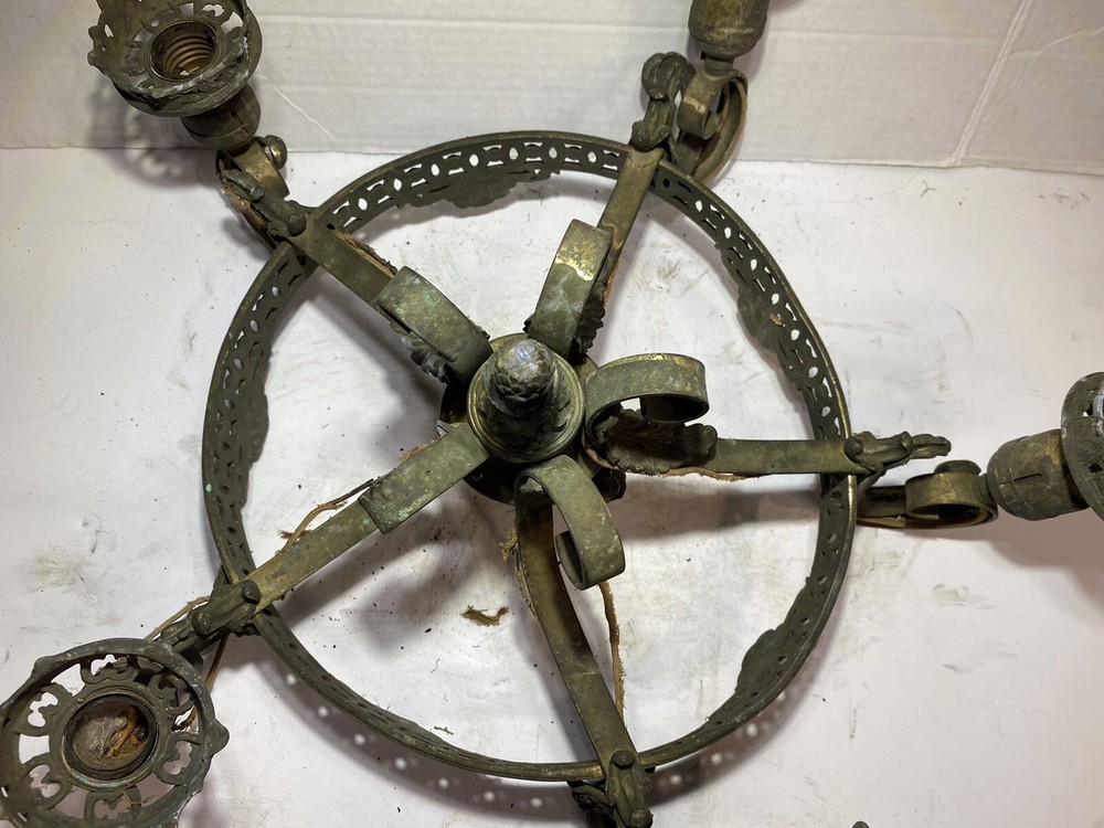 Antique Five Arm Hanging Chandelier Needs Work