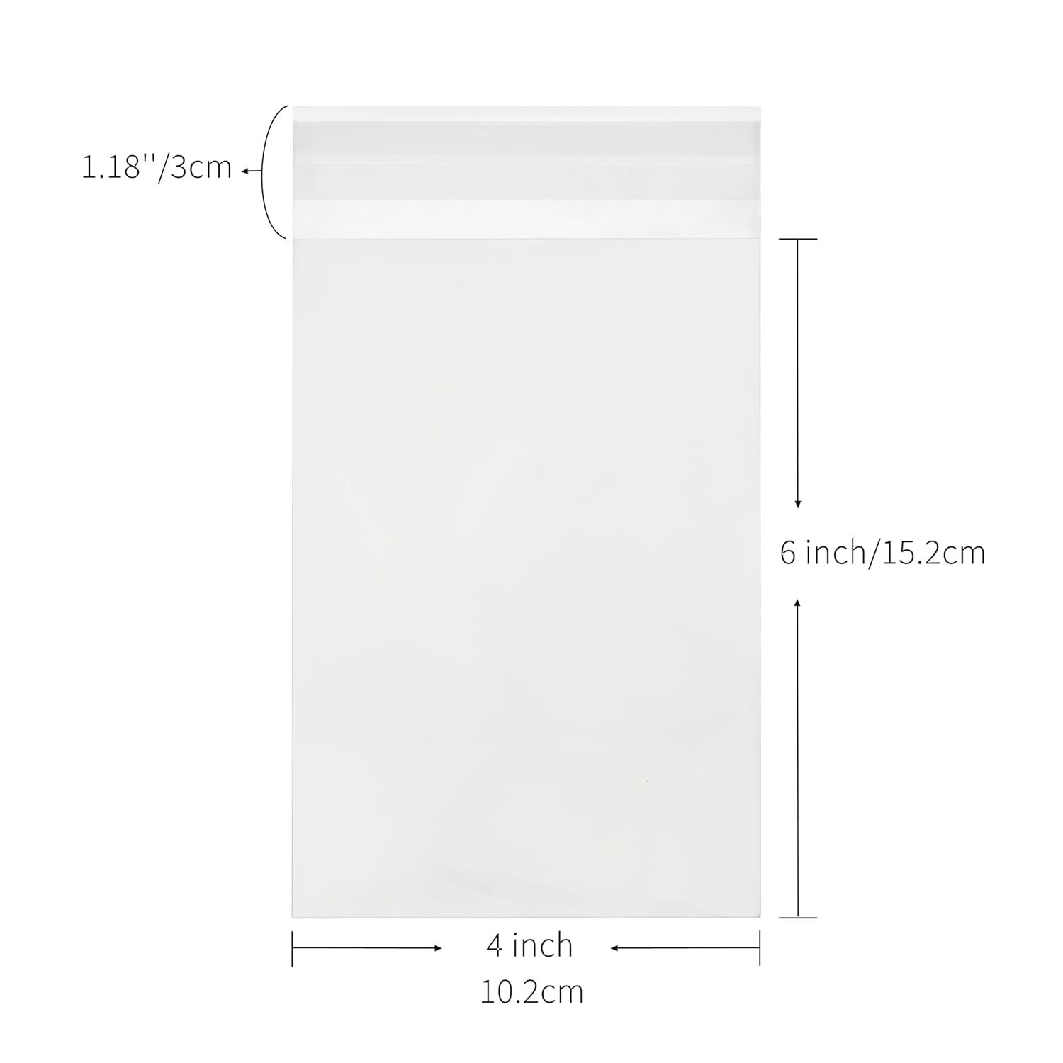 Plastic Cello Bags Clear Food Grade Self Sealing Bulk Pack of 200 4x6 Inches