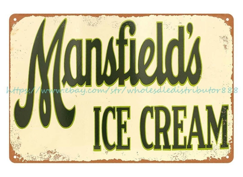 Mansfield's Ice Cream metal tin sign bedroom interior