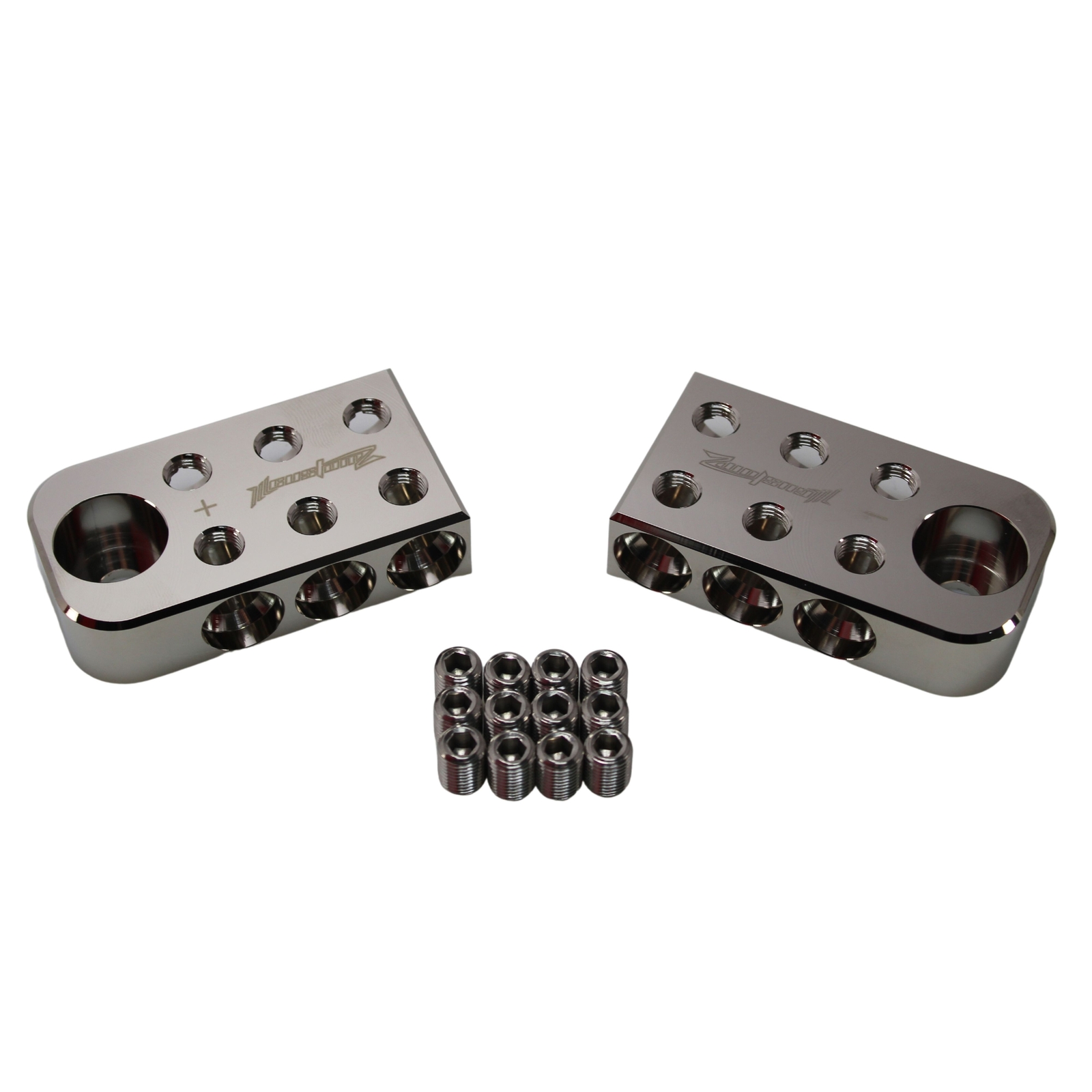 ILL Customz 6 input 1/0 GA Bolt Down Battery Terminal Distribution Blocks Pair